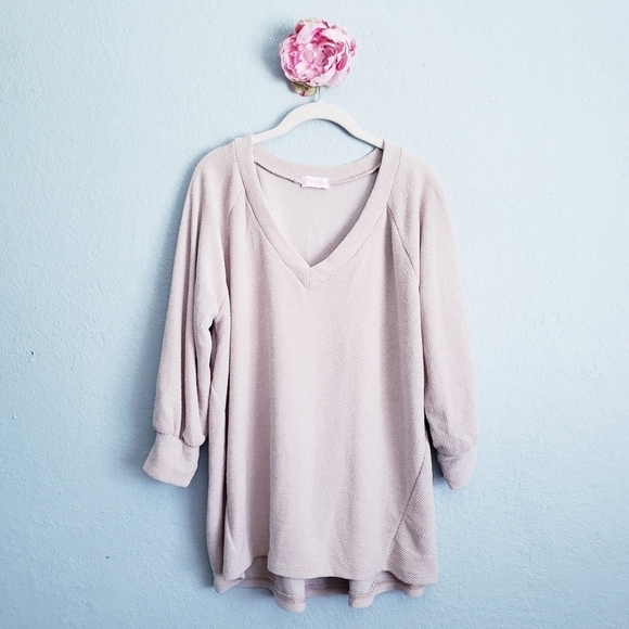 Pink Lily Sweaters - Pink Lily Cream Chanille V-neck Sweater